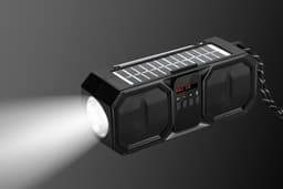 Denver Noodradio - Bluetooth Speaker - Solar Powerbank - 80W - FM Radio - Zaklamp - USB - BTG158 - Zwart — thumbnail 3