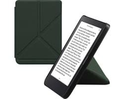 kwmobile e-reader hoesje geschikt voor Kobo Clara 2E hoes - Ereader flip case met standaard - E reader cover van kunstleer - In donkergroen