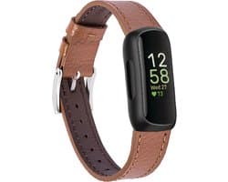 Leer Smartwatch bandje - Geschikt voor Fitbit Inspire 3 leren bandje - bruin - Strap-it Horlogeband / Polsband / Armband