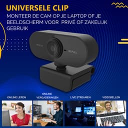 Full HD Webcam voor PC & Laptop - Ingebouwde Microfoon - Autofocus - Plug and Play - Voor Android, iOs en Windows — thumbnail 4