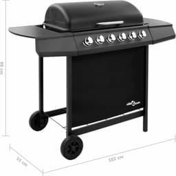 vidaXL Gasbarbecue met 6 branders zwart — thumbnail 5