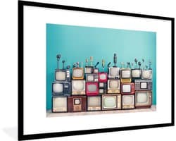 Fotolijst incl. Poster - Televisie - Microfoon - Vintage - 90x60 cm - Posterlijst