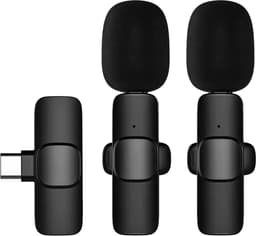 Set van 2 - Draadloze lavalier microfoon - USB-C - Plug & Play reversclip -On Mini Microfoon voor Youtube Facebook Live Stream TikTok Vlog Zoom Video-opname - Ruisonderdrukking / Geen APP & Bluetooth nodig — thumbnail 1