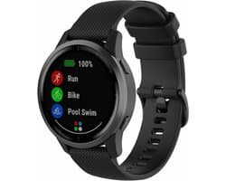 By Qubix - Geschikt voor Garmin bandje - Geschikt voor Garmin Venu / Sq / Sq2 / 2 plus - Sportband met motief - Zwart - Smartwatch bandje 20mm