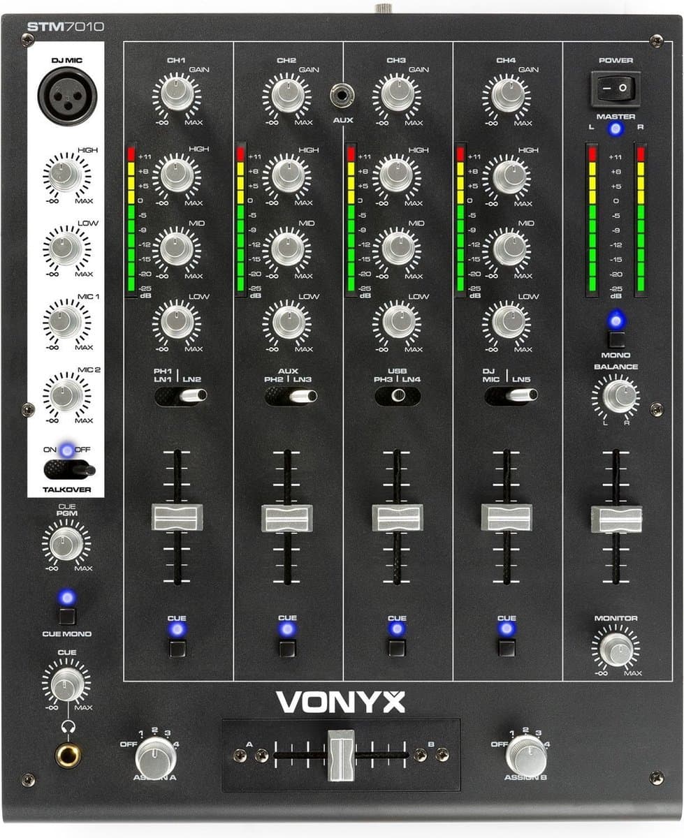 Vonyx STM-7010 Mixer 4-Kanaals DJ Mixer met USB — afbeelding 1