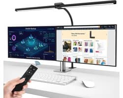 Ibenzoa® Dimbare LED Bureaulamp met Dubbele Kop en Afstandsbediening voor Thuiswerk