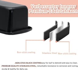 Cosensi - Kleine Broodvorm Set van 2 stuks - Roestvrijstalen, Antiaanbaklaag - Voor Oven en Airfryer - 19 x 9 x 6 cm - Geschikt voor Ninja AF300UK AF400UK — thumbnail 2