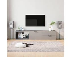 Set van 2 Speaker Stands met Glazen Plaat en Zilverkleurige Pilaar