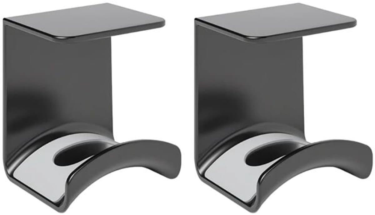 Koptelefoon Houder - 2 Stuks - Koptelefoonstandaard - Kunststof - Haak - Headset Hanger - Headset Houder - Zelfklevend - Geschikt voor bureaus en computertafels - 5.5*6.5*7.6cm - Zwart — afbeelding 1
