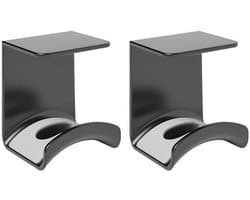 Koptelefoon Houder - 2 Stuks - Koptelefoonstandaard - Kunststof - Haak - Headset Hanger - Headset Houder - Zelfklevend - Geschikt voor bureaus en computertafels - 5.5*6.5*7.6cm - Zwart