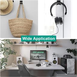 Koptelefoon Houder - 2 Stuks - Koptelefoonstandaard - Kunststof - Haak - Headset Hanger - Headset Houder - Zelfklevend - Geschikt voor bureaus en computertafels - 5.5*6.5*7.6cm - Zwart — thumbnail 2