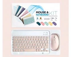 Premium Draadloos Toetsenbord Met Muis - QWERTY - Ergonomisch - Geschikt Voor Tablet, Ipad, Telefoon, Laptop - Kleur ROZE