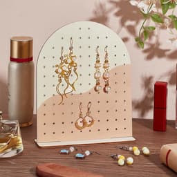 Wood Ear Stand - 106 Hole Ear Holder - Button Ear Hook - 2 Tone Jewellery Holder voor Persoonlijk Gebruik - Craft Exhibitions — thumbnail 2