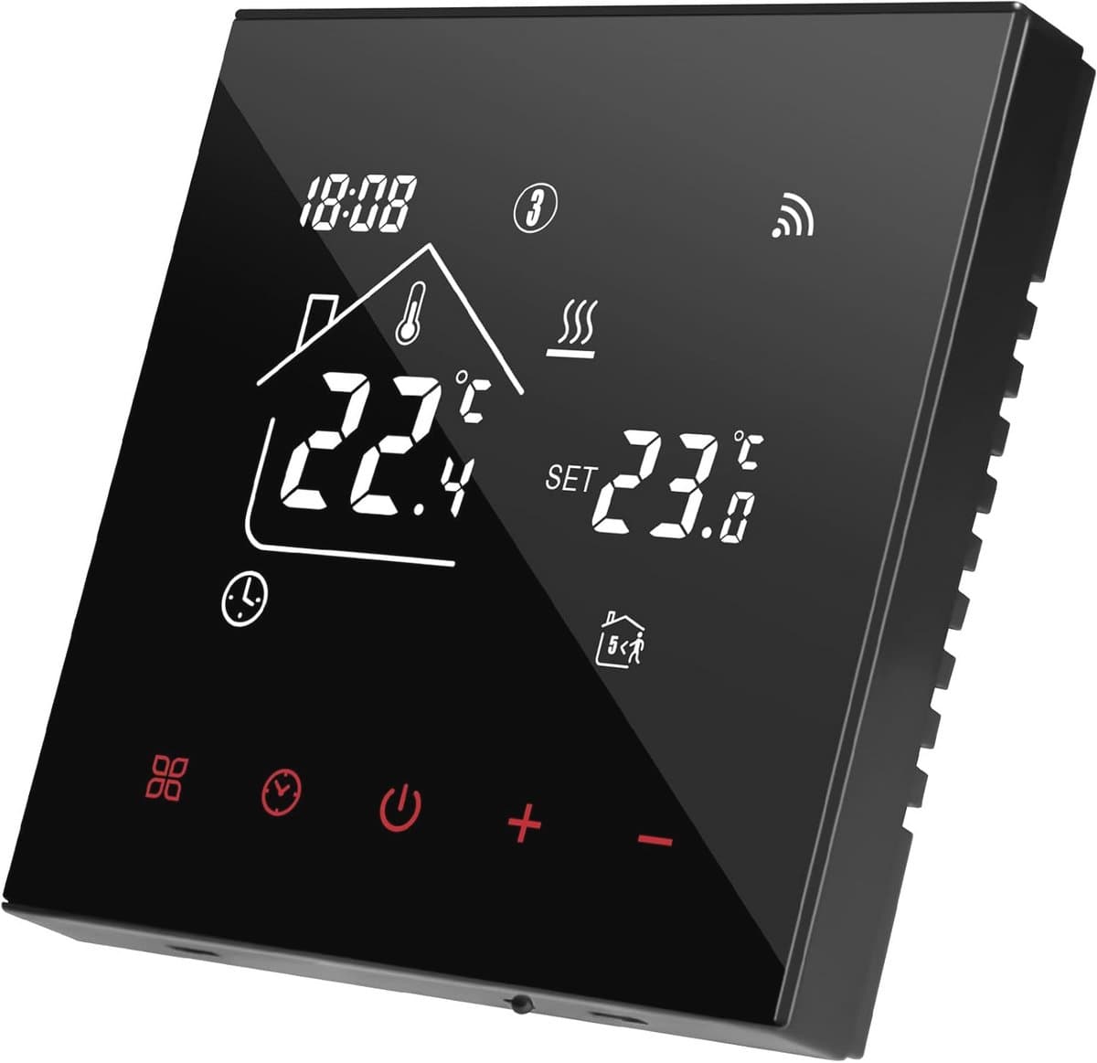 Slimme programmeerbare wifi-thermostaat voor ketelverwarming touchscreen zwart met Tuya APP & Smart Life - Beok TDR89B-WIFI-WPB — afbeelding 1