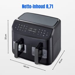MMP® Dubbele Airfryer - Heteluchtfriteuse - Duo Airfryer - 8,7 L - 41x40x33cm - Zwart — thumbnail 6