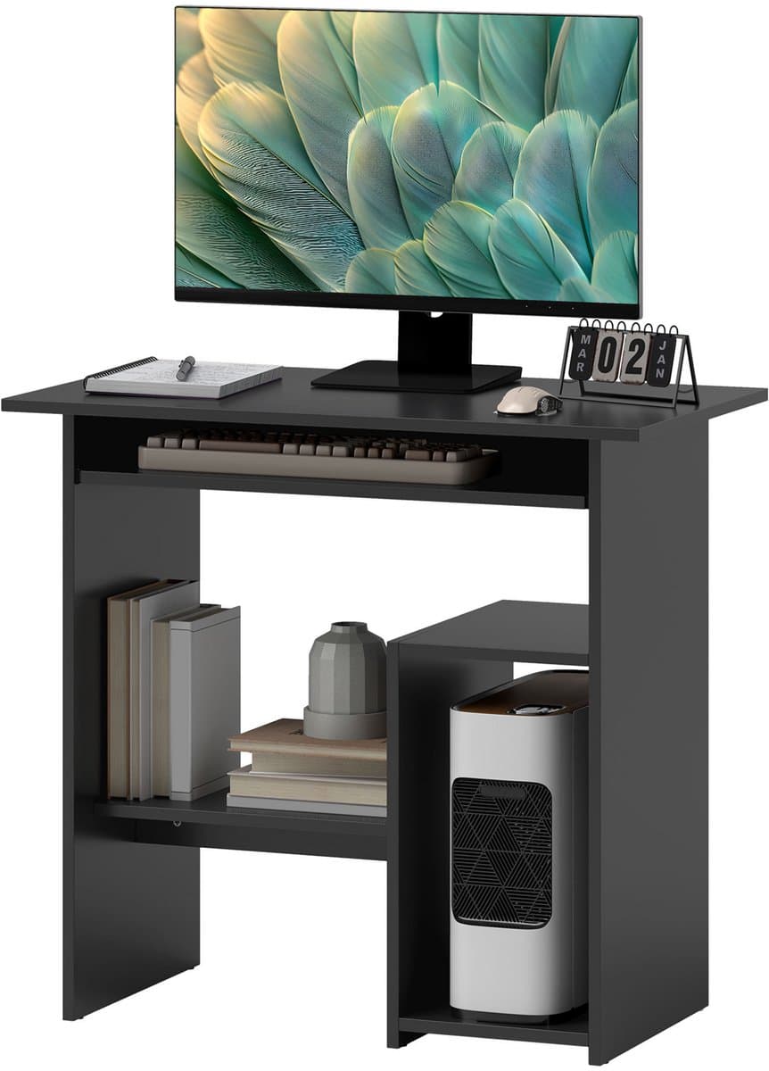 Compact Bureau - Schrijftafel - Computerbureau - Bureautafel - Bureau - Zwart - 80 x 45 x 75 cm — afbeelding 1