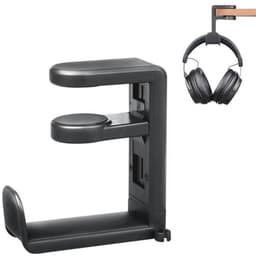 Hoofdtelefoonstandaard - 360° Draaibaar en Hoogte Verstelbaar - Universeel Compatibele Gaming Koptelefoonhouder met Kabelclip voor Bureau — thumbnail 1