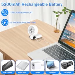 Mini Handventilator Draagbare Vouwbare Ventilator 5 Snelheden Oplaadbaar 5200mAh met Display voor Concerten Reizen Zomer — thumbnail 1