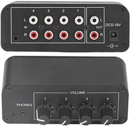 Mini Stereo Mixer met 4 Kanalen en Hoofdtelefoonuitgang - Geluidsversterker voor Microfoon en Gitaar — thumbnail 2