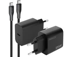 Phreeze usb C oplader 25w - Usb c naar usb c kabel 1 meter - Super fast charger voor smartphone tablet en laptop