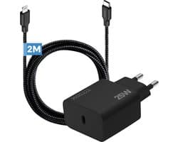 Usb C adapter 25w - Geschikt voor iPhone en iPad met Lightning kabel - Snellader - 2 meter