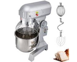 Keukenmixer - Elektrische Staande Mixer / Deegmixer - RVS Mengkom 10 L - Vermogen 450 W - Drie Snelheden - Incl. Garde, Deeghaak, Klopper - Veilig Ontwerp
