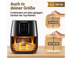 Smart-Planet bakpapier voor heteluchtfriteuse 100 stuks 20–24 cm (4,7–7,5 L) airfryer wegwerpbakjes – antiaanbak, olie- en waterbestendig hittebestendig