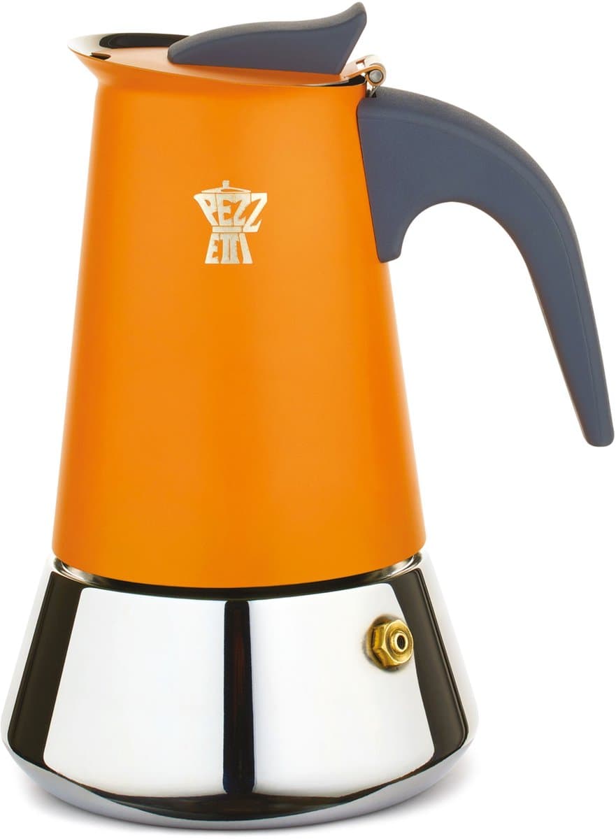 Italiaans koffiezetapparaat - PEZZETTI - STEELEXPRESS - Roestvrij staal - 6 kopjes - Geschikt voor alle kookplaten inclusief inductie - Oranje — afbeelding 1