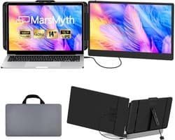 Draagbare 14" Laptop Scherm Extender - 1080P FHD Plug & Play voor 13"-17" Laptops - Interne Speakers - Perfect voor Thuis en Op Kantoor