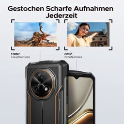 DOOGEE Fire 5 4G - Robuuste Smartphone - Robuuste Telefoon - Android 15 - 12 GB RAM / 64 GB ROM (TF 2 TB) - 6,6-inch HD+90 Hz - 13000 mAh - 13 MP +8 MP camera - Face ID - NFC - OTG - GPS -Oranje — thumbnail 2