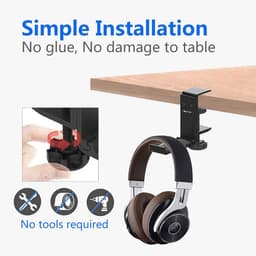 Opvouwbare aluminium hoofdtelefoon standaard met kabelclip en klem voor onder tafel — thumbnail 2