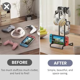 Hooftelefoonhouder met Elegant Design en Ruimtebesparende Controllerhouder — thumbnail 3