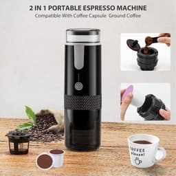 Koffiemachine voor onderweg met capsules en poedercontainer - Ideaal voor op reis - Handmatige espressomaker — thumbnail 5
