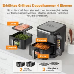 Verticale Dubbele Heteluchtfriteuse 11L met 10 Programma's en Kijkvenster — thumbnail 2