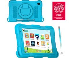 DEPLAY Kindertablet SMART 5 – Android 15 - 64GB Opslag - 4GB RAM – Kidsproof Tablet – Ouder controle – Vanaf 2+ Jaar – 8 Inch – Met Pen, Beschermhoes, Keycord & Blauwlicht Screenprotector – 5000 mAh Batterij – Blauw