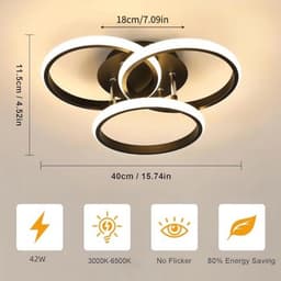 Dimbare LED-plafondlamp 40CM, 42W - Modern zwart met afstandsbediening — thumbnail 2