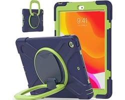 Draaibare Beschermhoes voor iPad 7/8e generatie - 360 Graden, Drielaags, Robuust, Blauw/Groen