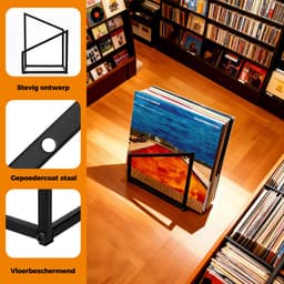 Pinguïn Records LP opbergsysteem – Vinyl Nest Mini – LP platenrek geschikt voor circa 25 LP’s – LP houder – Vinyl houder – Gemaakt van gepoedercoat staal – Zwart — thumbnail 3