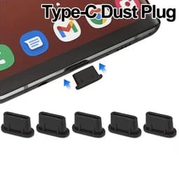 DW4Trading Siliconen Stofpluggen 5 Stuks Voor USB C Aansluitingen, Ideaal Voor Iphones - Zwart — thumbnail 3