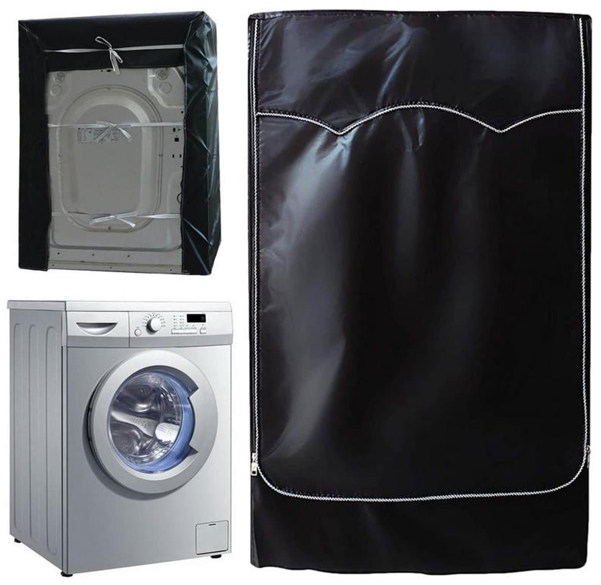 wasmachine hoes - voorlader drogerhoes - waterdicht - stofdicht - zonwerend - Geschikt voor opzet- en droogkasten buiten - geschikt voor de meeste wasmachines en drogers op de markt - 60x55x85 cm - zwart — afbeelding 1