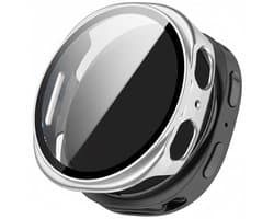 Screenprotector case - geschikt voor Samsung Galaxy Watch 8 - 44mm - full cover hoesje - gehard glas - 44 mm - volledige bescherming - mat zilver