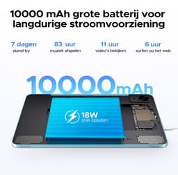 Aorlym P12 - Tablet - 48 GB RAM (8+40 GB) - 128 GB ROM (2TB/TF) - 12 inch 2K 120 Hz IPS - Android 16 - 10000 mAh /18 W - T7280 OctaCore - Dubbele camera - WiFi 5 - Bluetooth - Face ID - Toetsenbord - Stylus meegeleverd - Blauw — thumbnail 10