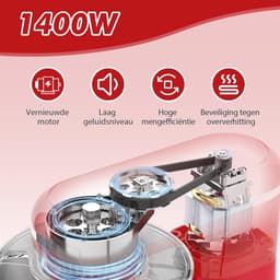 Keukenmachine met 6,2 L Capaciteit en 1400W Vermogen – Staande Mixer met Planetaire Mengtechniek — thumbnail 3