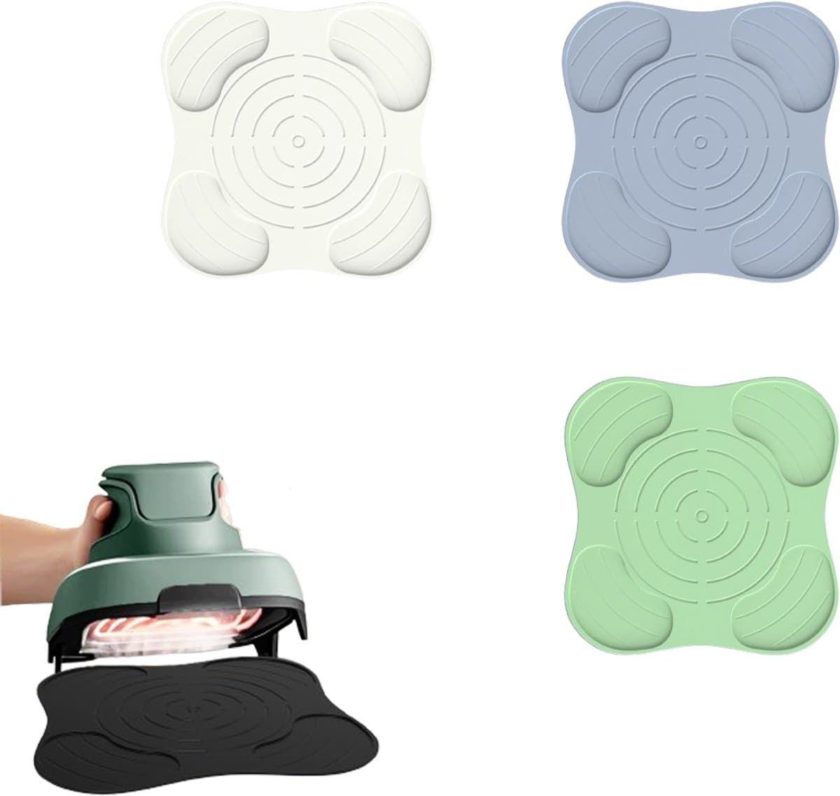 3 stuks hittebestendige mat - geschikt voor Ninja CRISPi Airfryer FN101EUGY - 27.2cm Antislipmat - Lichtgroen & lichtblauw & gebroken wit - Warmte-isolerende mat — afbeelding 1