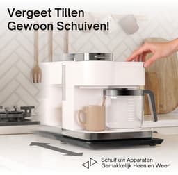 Ibyx Bamboe Schuifplank - Krasvrije Onderzetter met Wieltjes voor Koffiezetapparaat, Airfryer & Espressomachine - Keuken Organizer — thumbnail 4