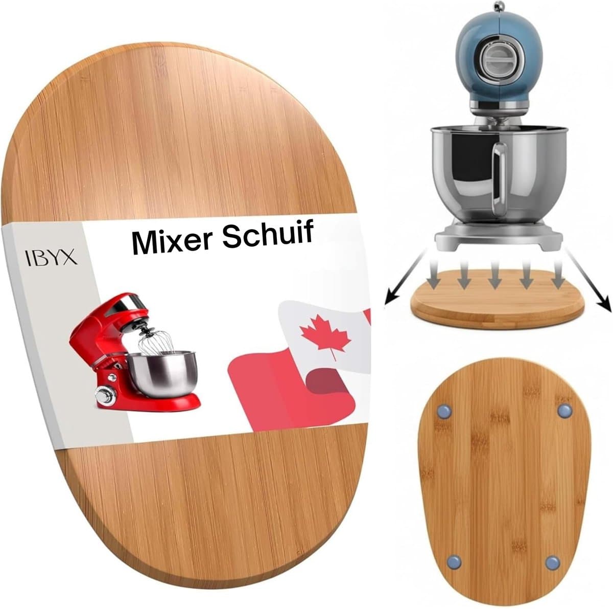 Ibyx Bamboe Schuifplank - Krasvrije Onderzetter met Wieltjes voor Koffiezetapparaat, Airfryer & Espressomachine - Keuken Organizer — afbeelding 1