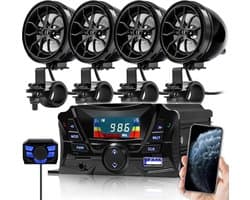 Waterdichte Motorfiets Stereo Set met Bluetooth, FM Radio & MP3 Speler voor Stuur