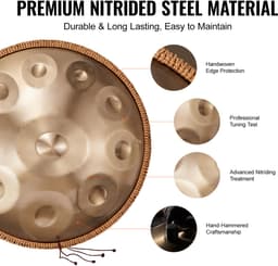 VEVOR Handpan Drum 55cm 10 Noten D Mineur Handtrommelinstrument met Hamer — thumbnail 4