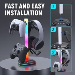 RGB Gaming Headset Houder met 10 Verlichtingsmodi en USB Type-C Opladen — thumbnail 2