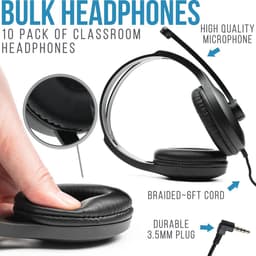 Bulk Hoofdtelefoon met Microfoon voor Klaslokalen - Premium On-Ear Audio-oplossing voor Studenten — thumbnail 4